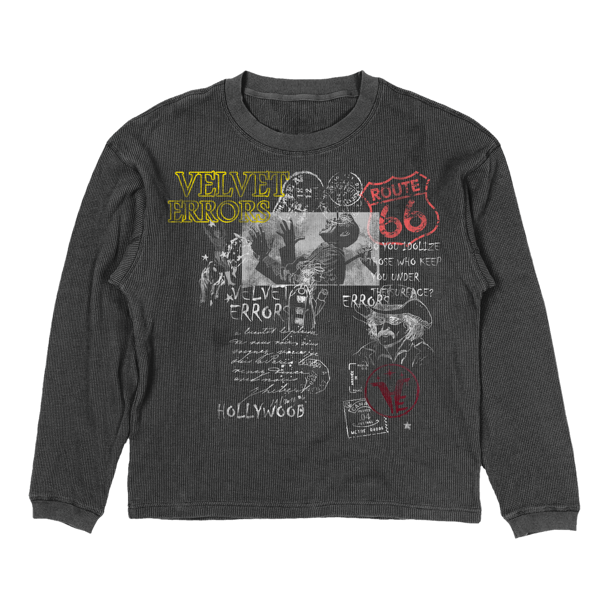 Velvet Errors Route 66 mocks in grey, featuring a textured design with "66" branding, perfect for casual wear and street style.
