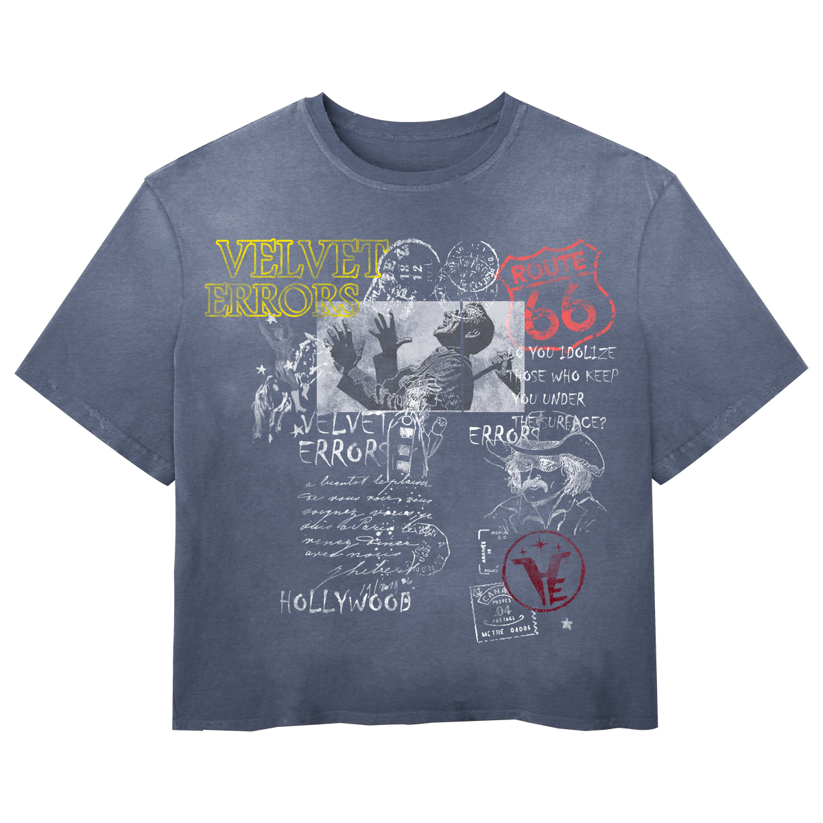 Blue Route 66 vintage tee by Velvet Errors featuring retro-inspired graphic design and classic Americana style.