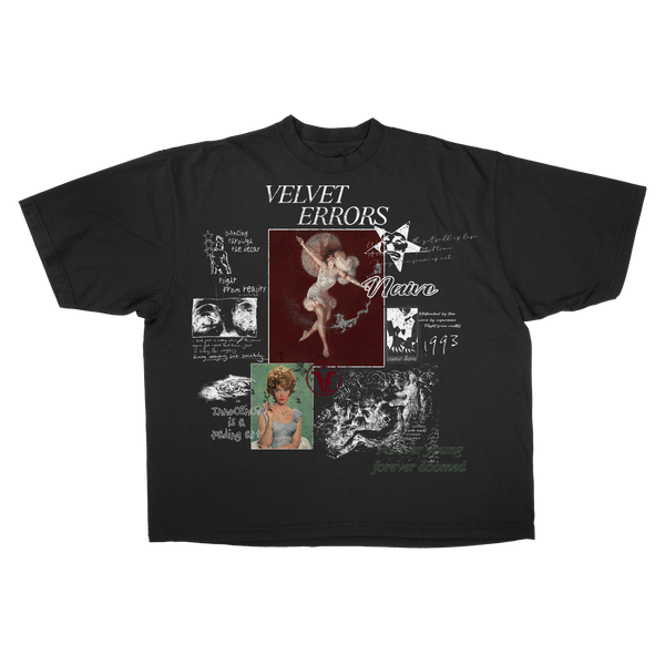 Black Velvet Errors Doomed Youth Drop T-shirt featuring a bold graphic design on the front.