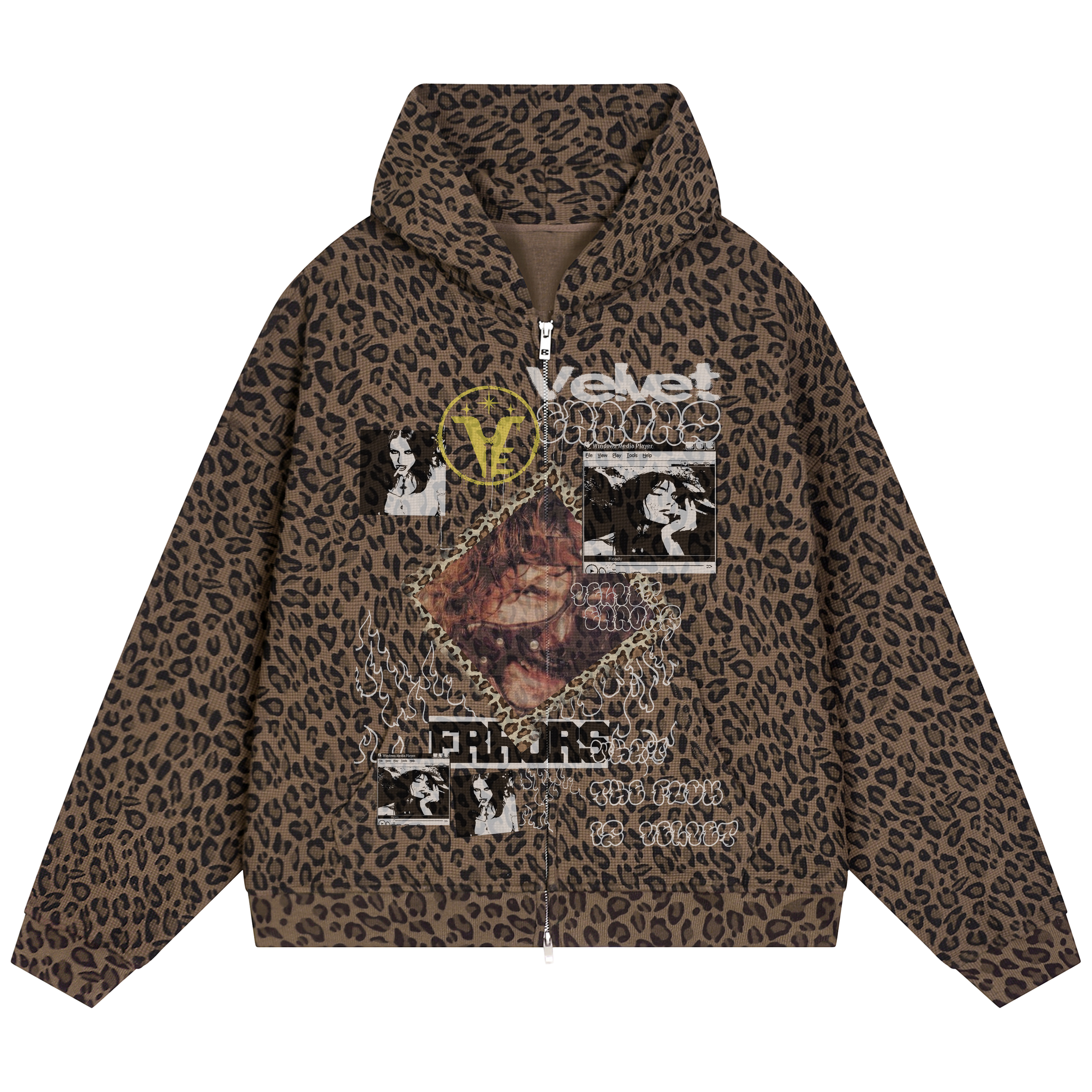 Close-up of Velvet Errors Waffle Mocks featuring a detailed feral cat design on a textured surface.