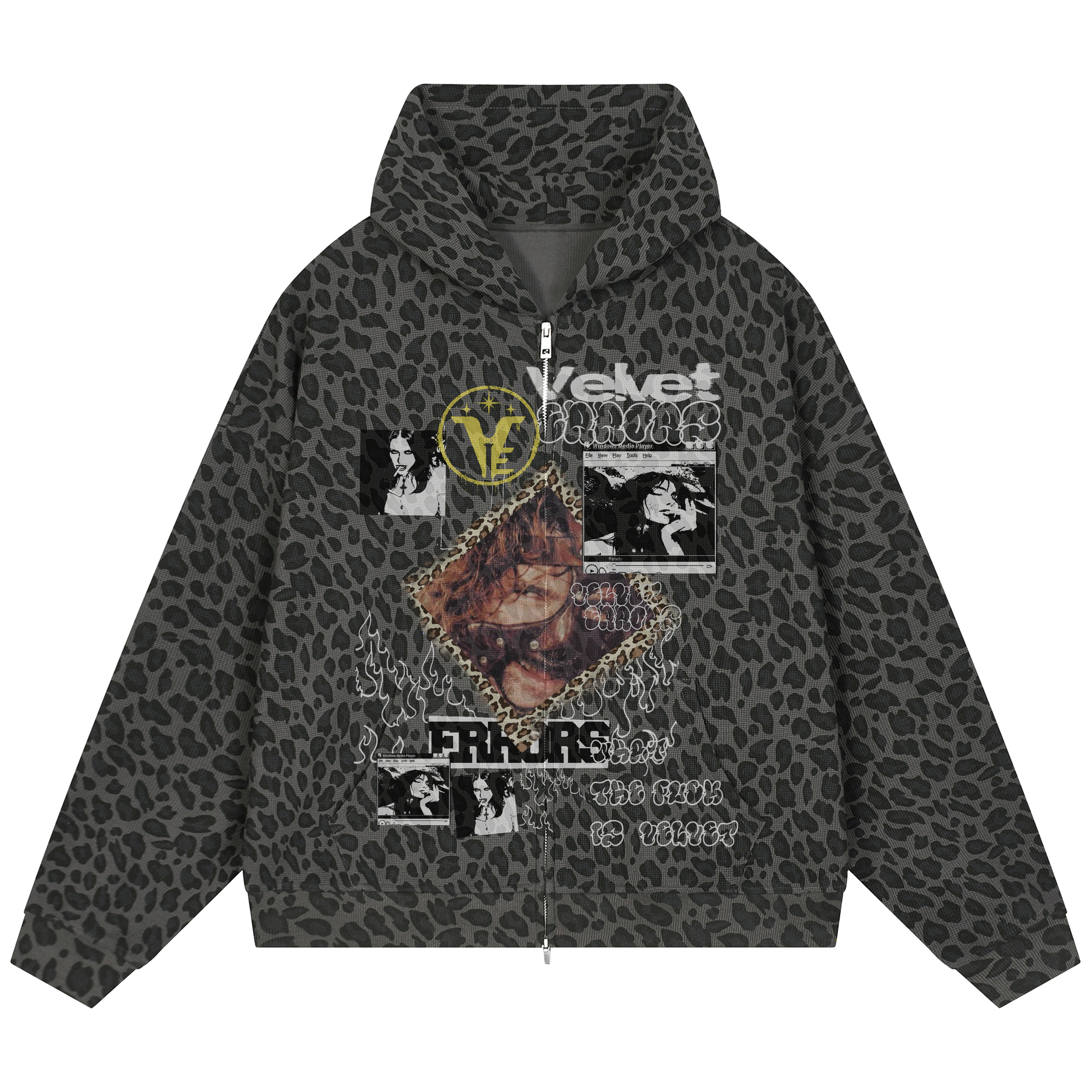Close-up of Velvet Errors Waffle Mocks featuring detailed feral-themed design on a textured surface.