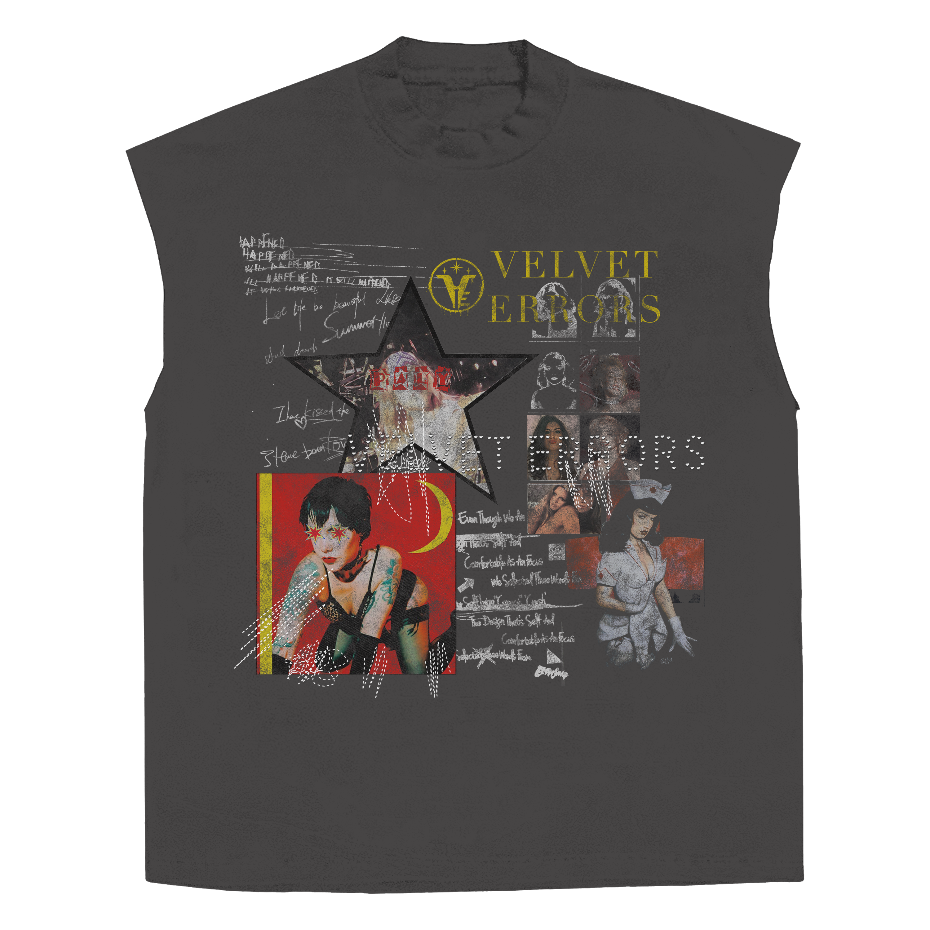 Grey sleeveless top with star patterns from Velvet Errors' Star Patient Mocks collection.