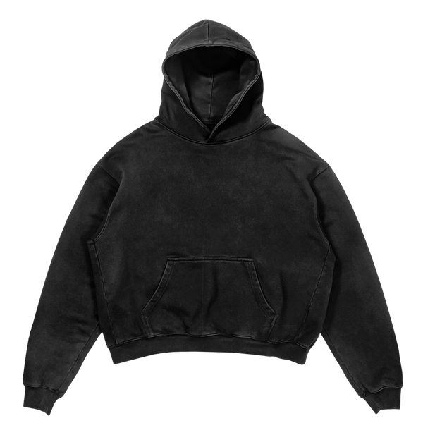 Black Velvet Errors blank hoodie displayed flat, showing the front view with a simple, unadorned design and soft fabric texture.