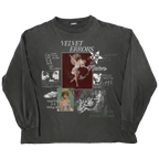 Black long sleeve shirt by Velvet Errors from the Doomed Youth collection, featuring graphic design on the front.