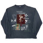 Blue Doomed Youth long sleeve shirt by Velvet Errors, featuring a casual fit and graphic design on the front.