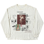 Velvet Errors Doomed Youth long sleeve T-shirt in white with graphic print, comfortable casual clothing for youth.