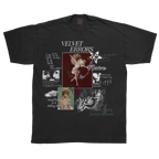 Gray Doomed Youth T-shirt by Velvet Errors featuring a classic graphic design on the front.