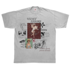 White Doomed Youth T-shirt by Velvet Errors featuring bold black graphic text on the front.