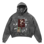 Gray Doomed Youth hoodie by Velvet Errors featuring a casual fit, soft fabric, and graphic print on the front.