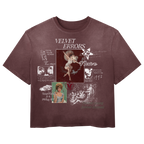 Red Doomed Youth Wash Tee by Velvet Errors featuring a distressed graphic print on soft cotton fabric.