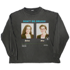 Black long-sleeve mockup featuring side effects design by Velvet Errors, showcasing detailed graphic on front.