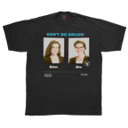 Black shirt with "Side Effects Mocks" slogan by Velvet Errors, featuring bold white text and casual style.