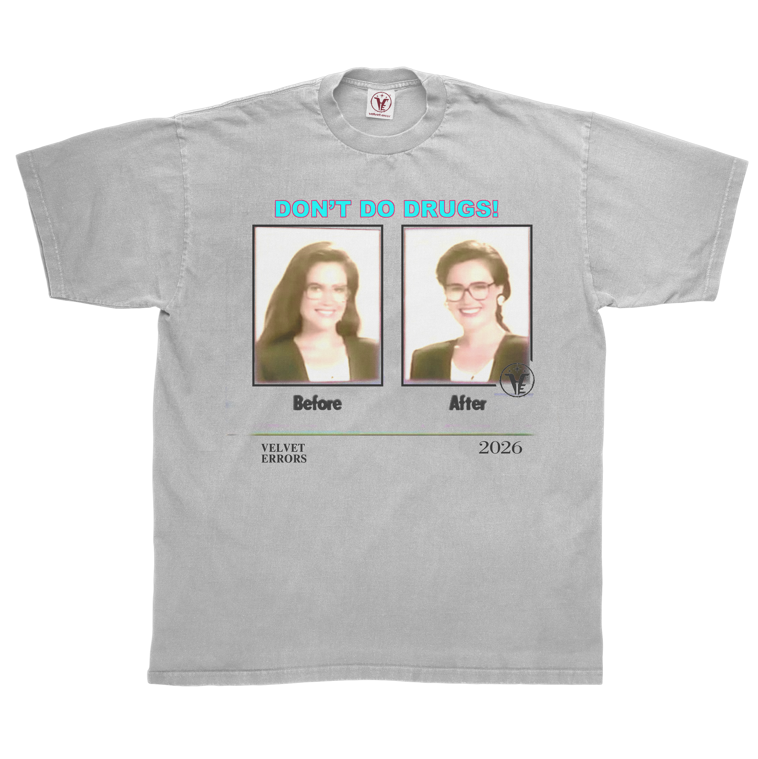 Velvet Errors Side Effects Tee featuring bold graphic design on a casual unisex cotton T-shirt.