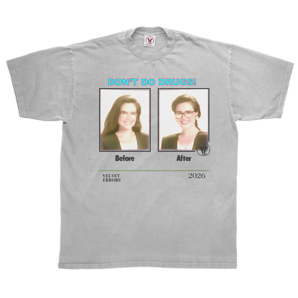 Velvet Errors Side Effects Tee featuring bold graphic design on a casual unisex cotton T-shirt.