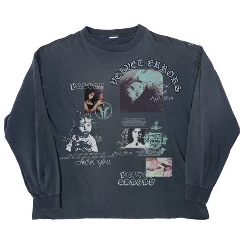 Blue Broken System long sleeve shirt by Velvet Errors, featuring distressed graphic design and casual fit.