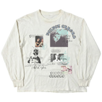 White Broken System long sleeve shirt by Velvet Errors, featuring distressed design and casual fit, shown on a mannequin.
