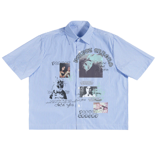 Broken System Button Up shirt by Velvet Errors, featuring a distressed design and casual fit, shown in the front view.