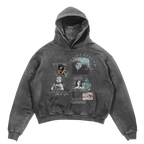 Gray Broken System hoodie by Velvet Errors featuring distressed design and casual fit, shown on a model.