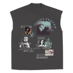 Velvet Errors Broken System Mocks sleeveless grey t-shirt with graphic print on front, casual streetwear style.
