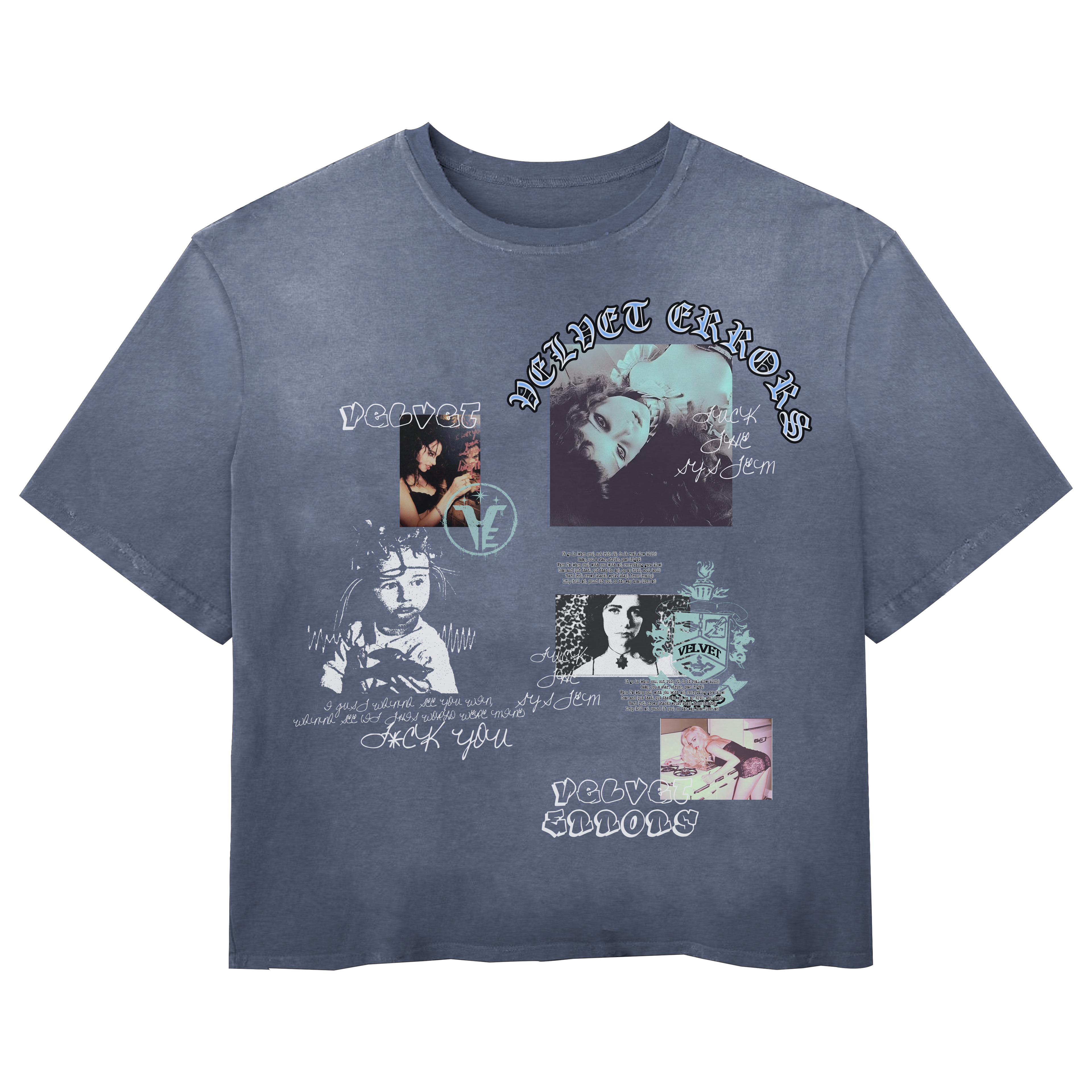 Broken System Mocks by Velvet Errors, blue and white fabric with distressed, broken design details for fashion or costume use.