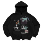 Black Velvet Errors Broken System zip-up hoodie with distressed details and front zipper closure.