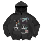 Gray Velvet Errors Broken System Zip Up hoodie with a front zipper and distressed design.