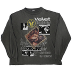 Black Velvet Errors Feral long sleeve shirt with a fitted design and crew neckline, displayed flat on a white background.