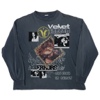 Blue Velvet Errors Feral long sleeve shirt with fitted design and ribbed cuffs, displayed on a plain background.