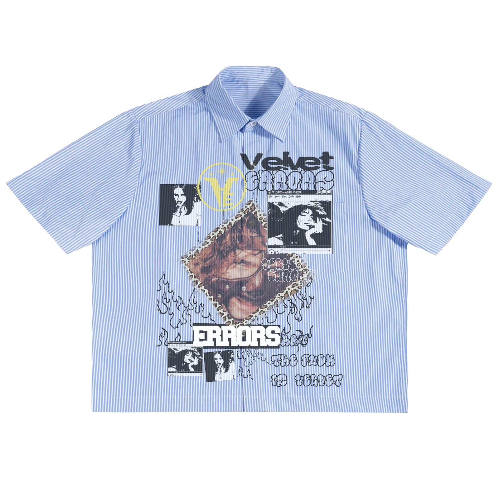 Velvet Errors Feral Button Up shirt in dark plaid fabric, featuring a classic collar and button-front design.