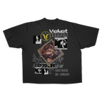 Black Feral Drop Tee by Velvet Errors featuring a relaxed fit and bold graphic design on soft cotton fabric.