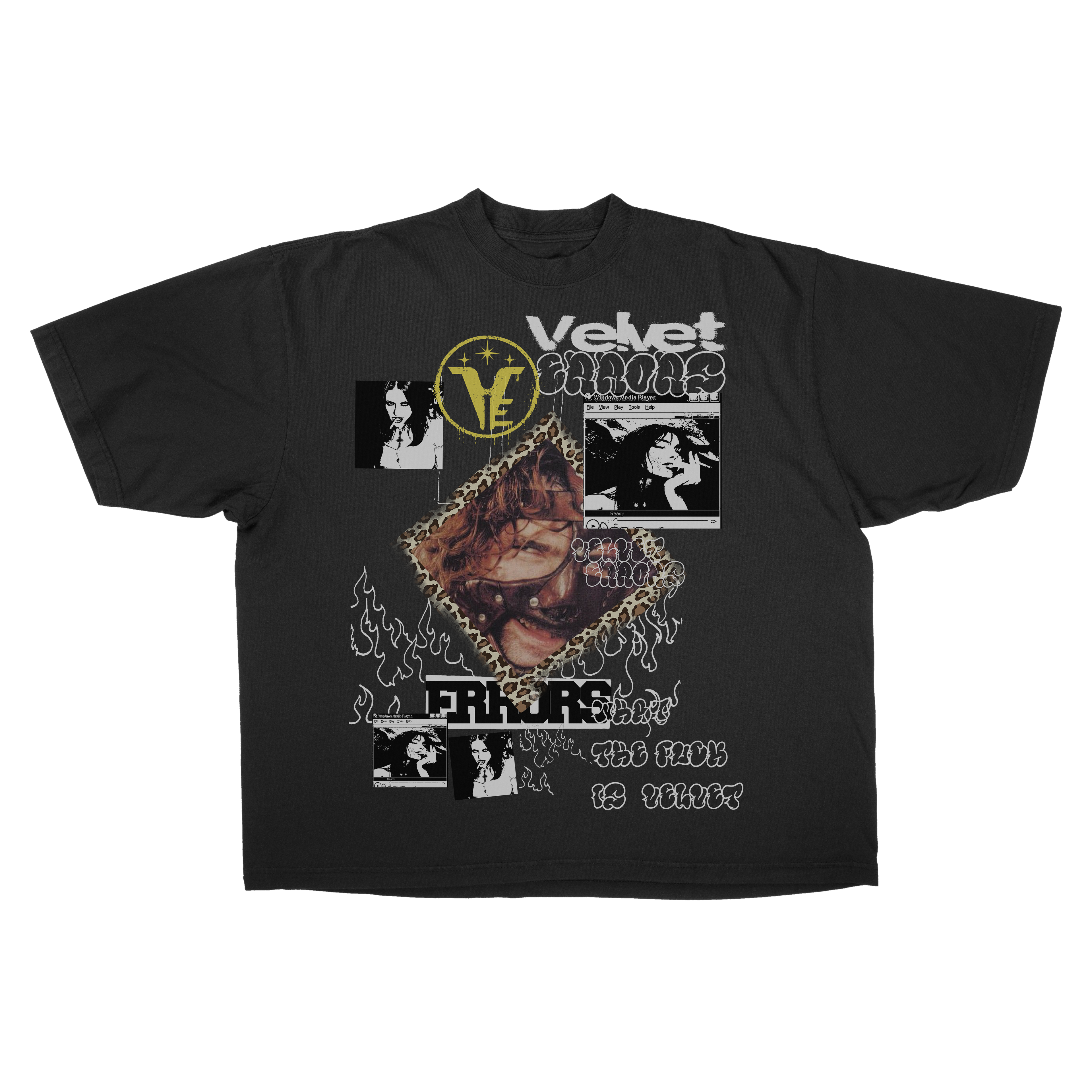 Black Feral Drop Tee by Velvet Errors featuring a relaxed fit and bold graphic design on soft cotton fabric.