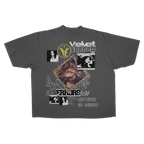 Gray Feral Drop Tee by Velvet Errors, featuring a relaxed fit and bold graphic design on soft cotton fabric.