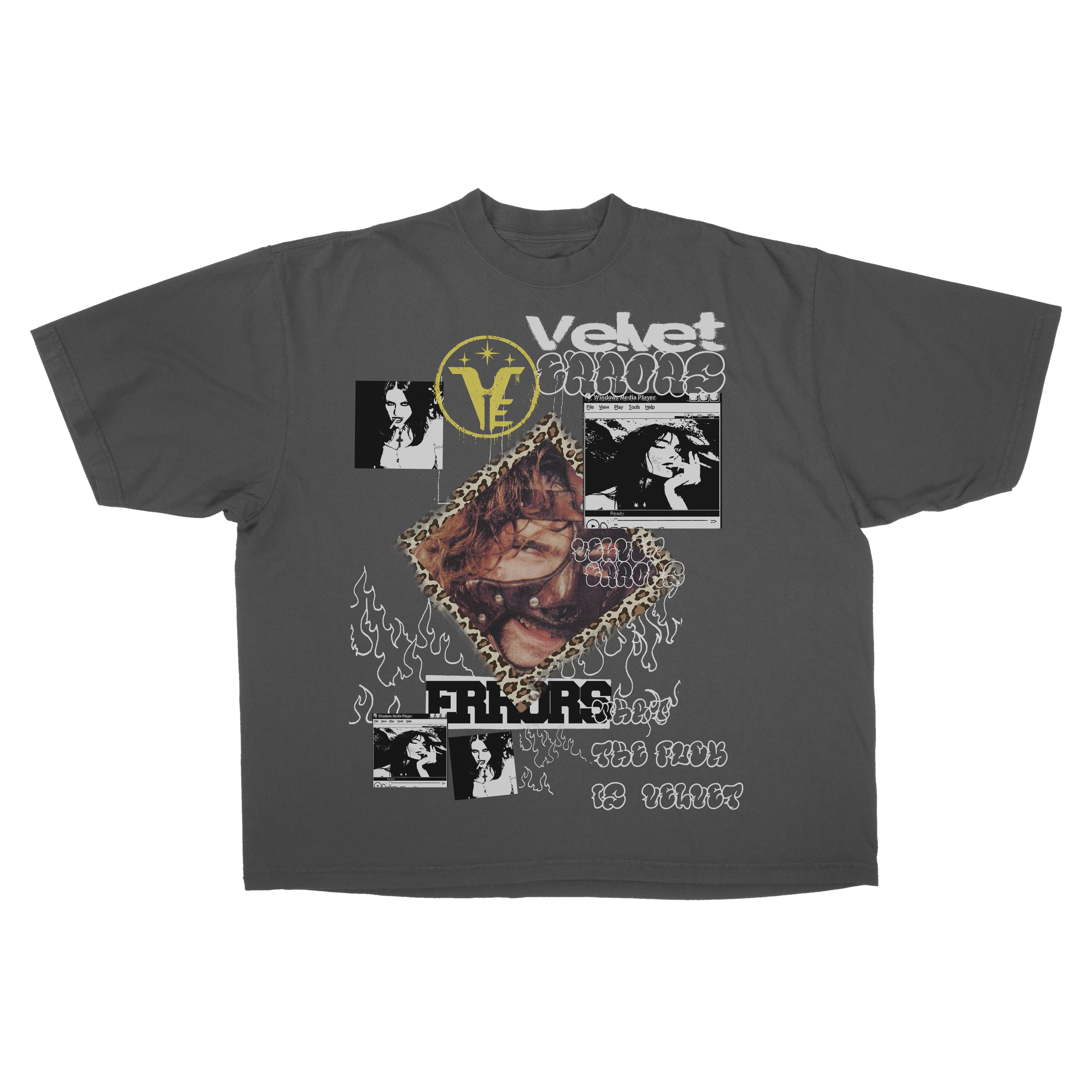 Gray Feral Drop Tee by Velvet Errors, featuring a relaxed fit and bold graphic design on soft cotton fabric.