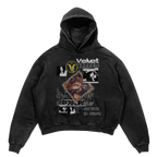 Black Feral Hoodie by Velvet Errors featuring a relaxed fit and bold graphic design on the front.