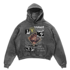 Gray Velvet Errors Feral Hoodie with front pocket and drawstrings, soft and comfortable casual wear for everyday style.