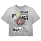 Black Feral Wash Tee by Velvet Errors featuring a relaxed fit and bold graphic design on soft cotton fabric.