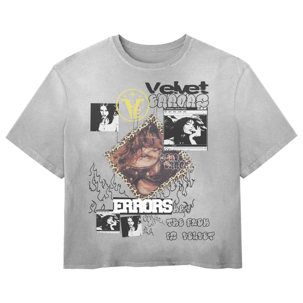 Black Feral Wash Tee by Velvet Errors featuring a relaxed fit and bold graphic design on soft cotton fabric.