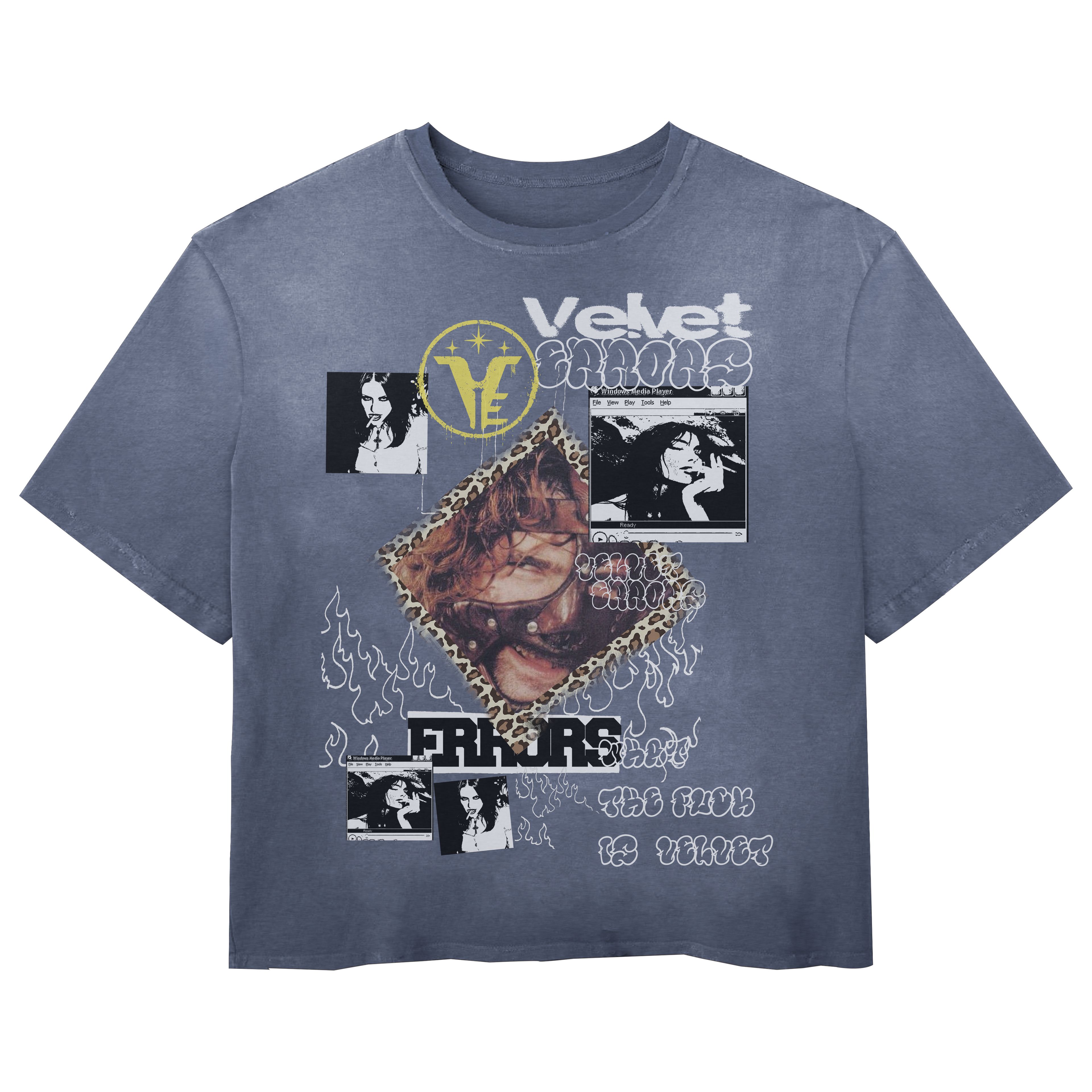 Blue Feral Wash Tee by Velvet Errors, featuring a relaxed fit and graphic design on soft cotton fabric.