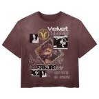 Red Feral Wash Tee by Velvet Errors featuring a relaxed fit and graphic design, displayed on a plain background.