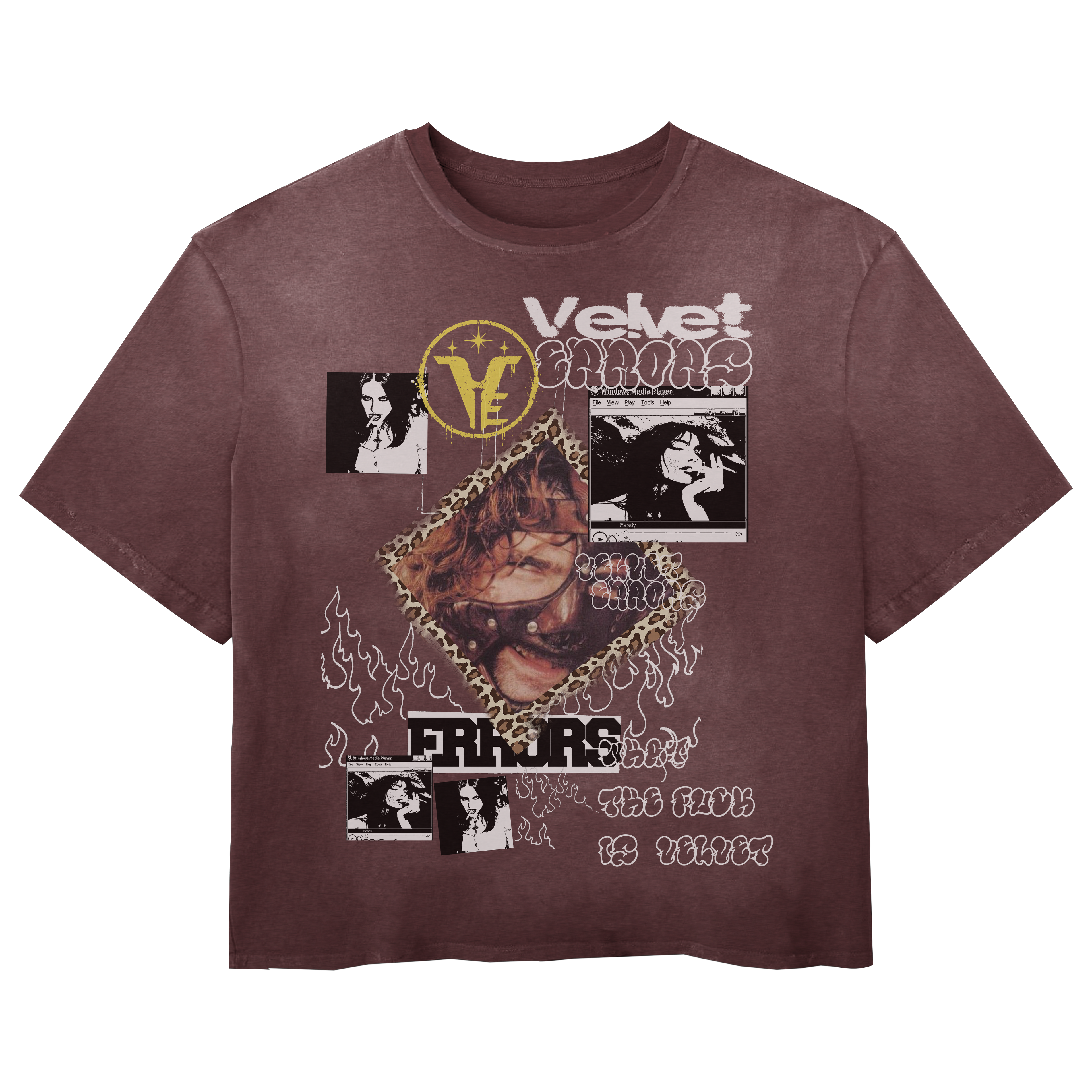 Red Feral Wash Tee by Velvet Errors featuring a relaxed fit and graphic design, displayed on a plain background.