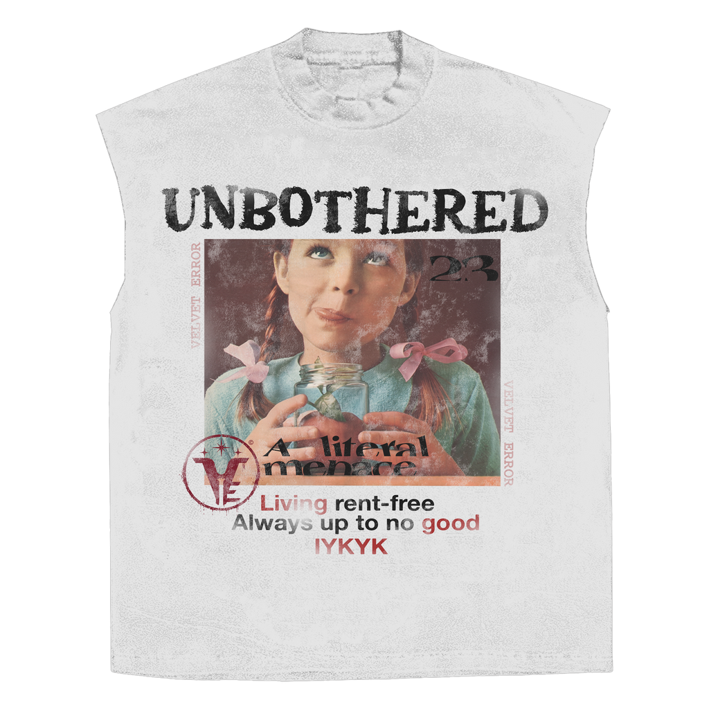 Unbothered Sleeveless Tee in White — Velvet Errors