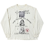 White Velvet Errors Lost Control long sleeve T-shirt with a relaxed fit, featuring bold graphic design on the front.