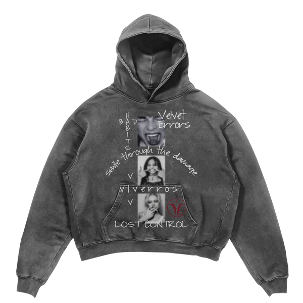 Gray Lost Control Hoodie by Velvet Errors featuring a comfortable fit and stylish design.