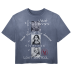 Blue Lost Control Wash Tee by Velvet Errors featuring a casual fit and distressed graphic design on soft cotton fabric.