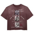 Red Lost Control Wash Tee by Velvet Errors, featuring distressed graphic design on soft cotton fabric.