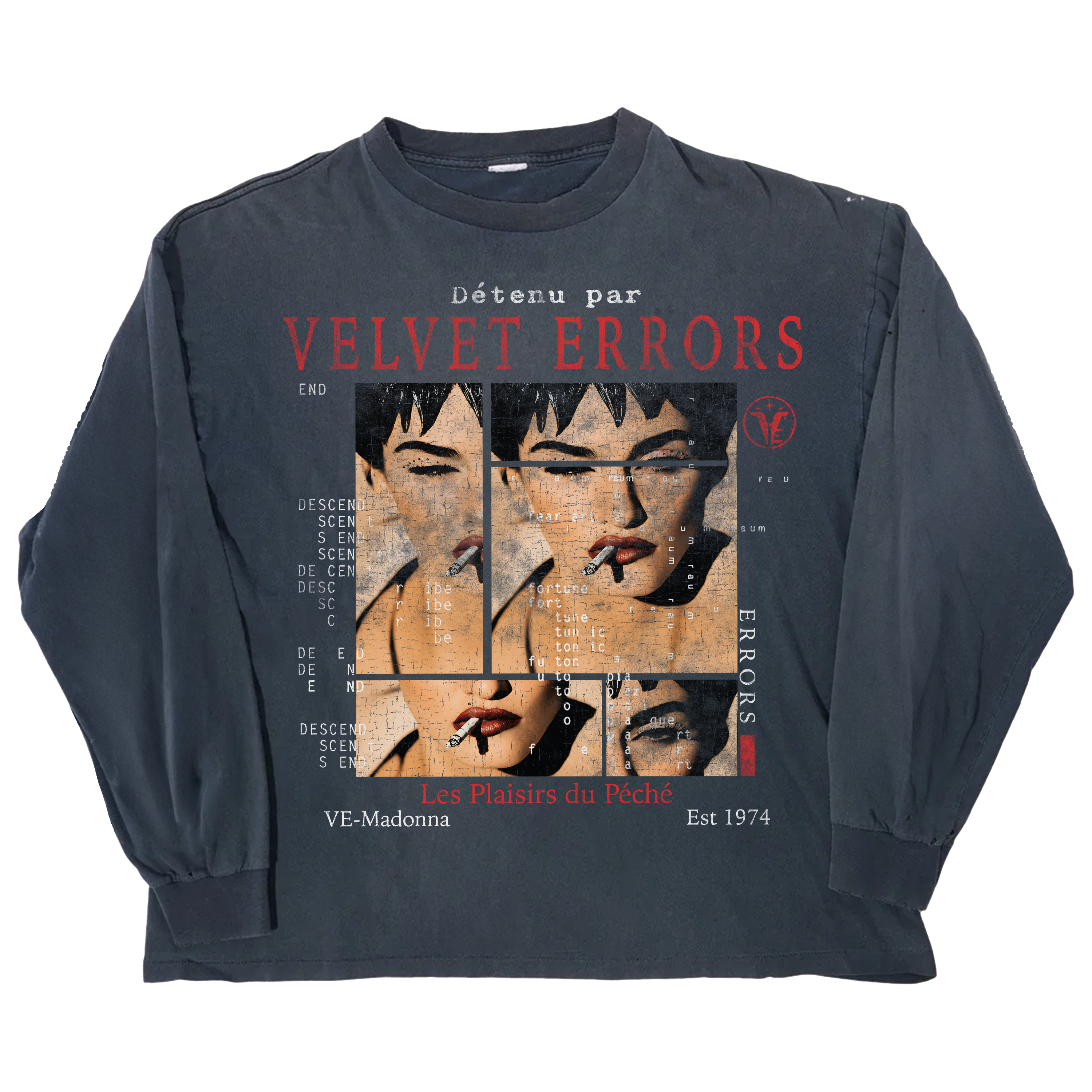 Blue Madonna long sleeve shirt by Velvet Errors, featuring a stylish design and comfortable fit.