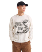 Velvet Errors Mirage long sleeve top in white, featuring a relaxed fit and stylish design, shown on a model.