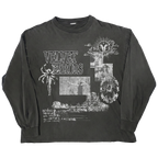 Black Mirage long sleeve shirt by Velvet Errors, close-up of soft fabric and stylish fit on a model.
