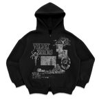 Black zip-up mock jacket by Velvet Errors with a sleek design, featuring a front zipper and mock collar.