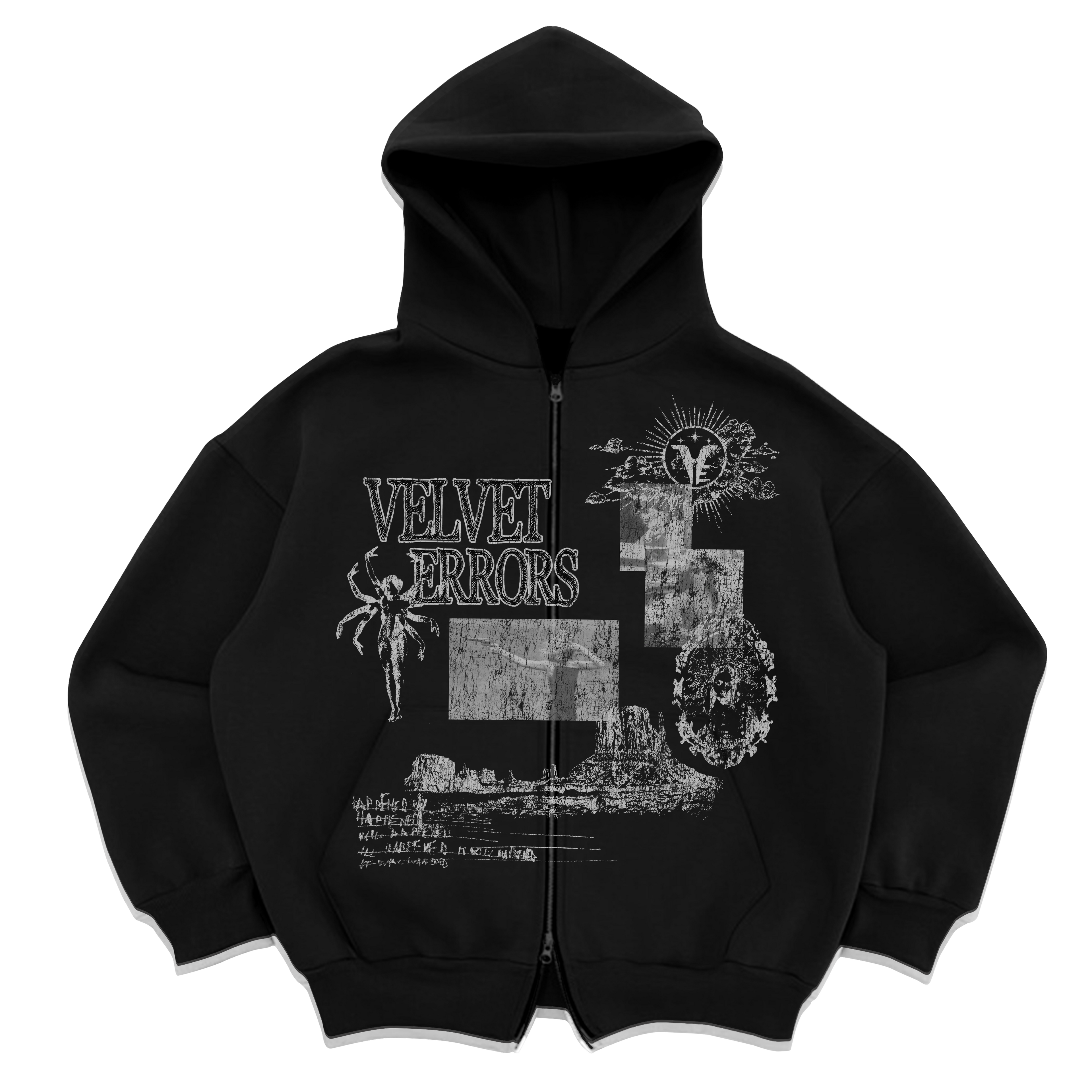 Black zip-up mock jacket by Velvet Errors with a sleek design, featuring a front zipper and mock collar.